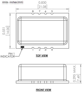 Mechanical Drawing - Abracon O-CS8 Series OCXO Oscillators